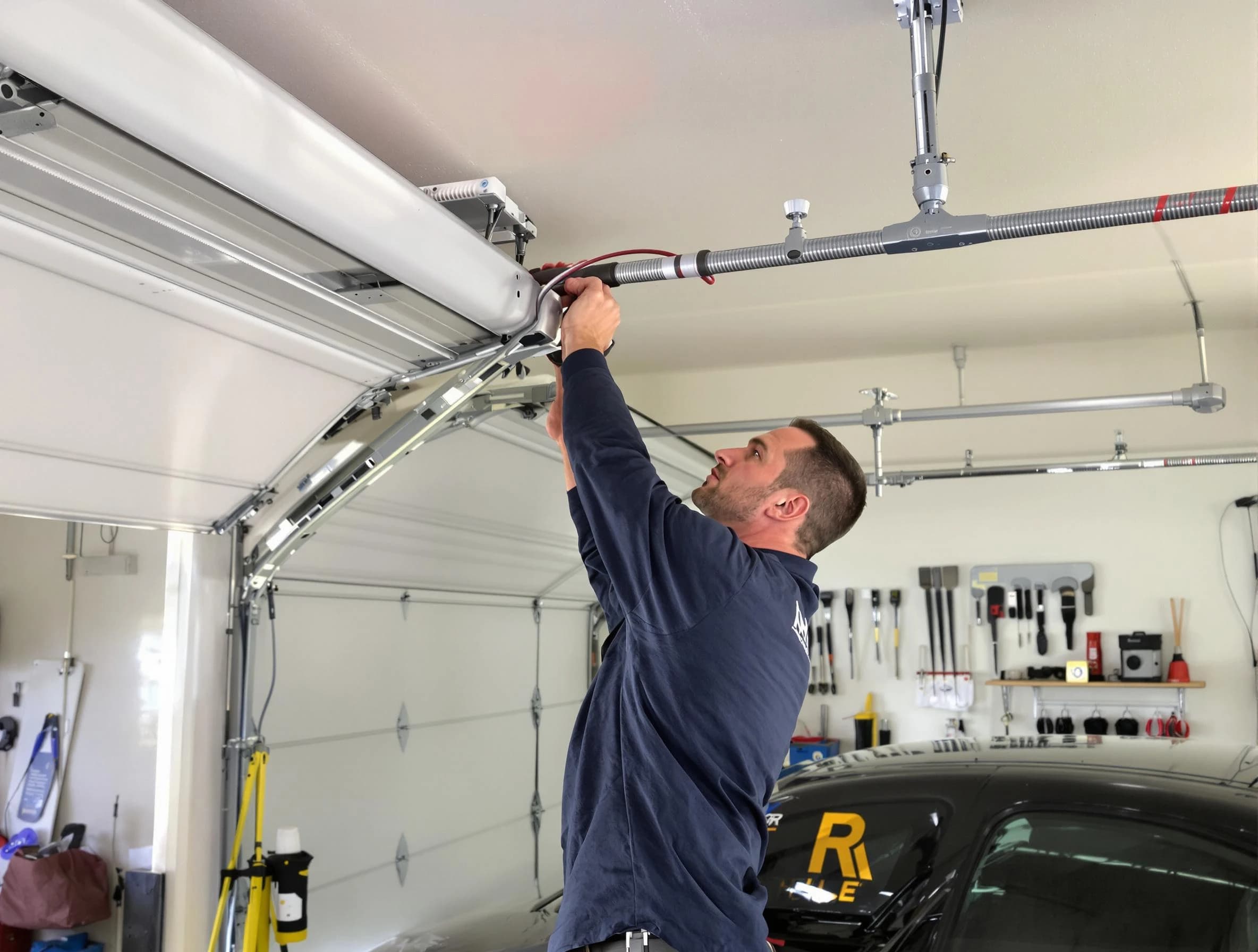 Roswell Garage Door Repair technician performing garage door cable repair in Roswell