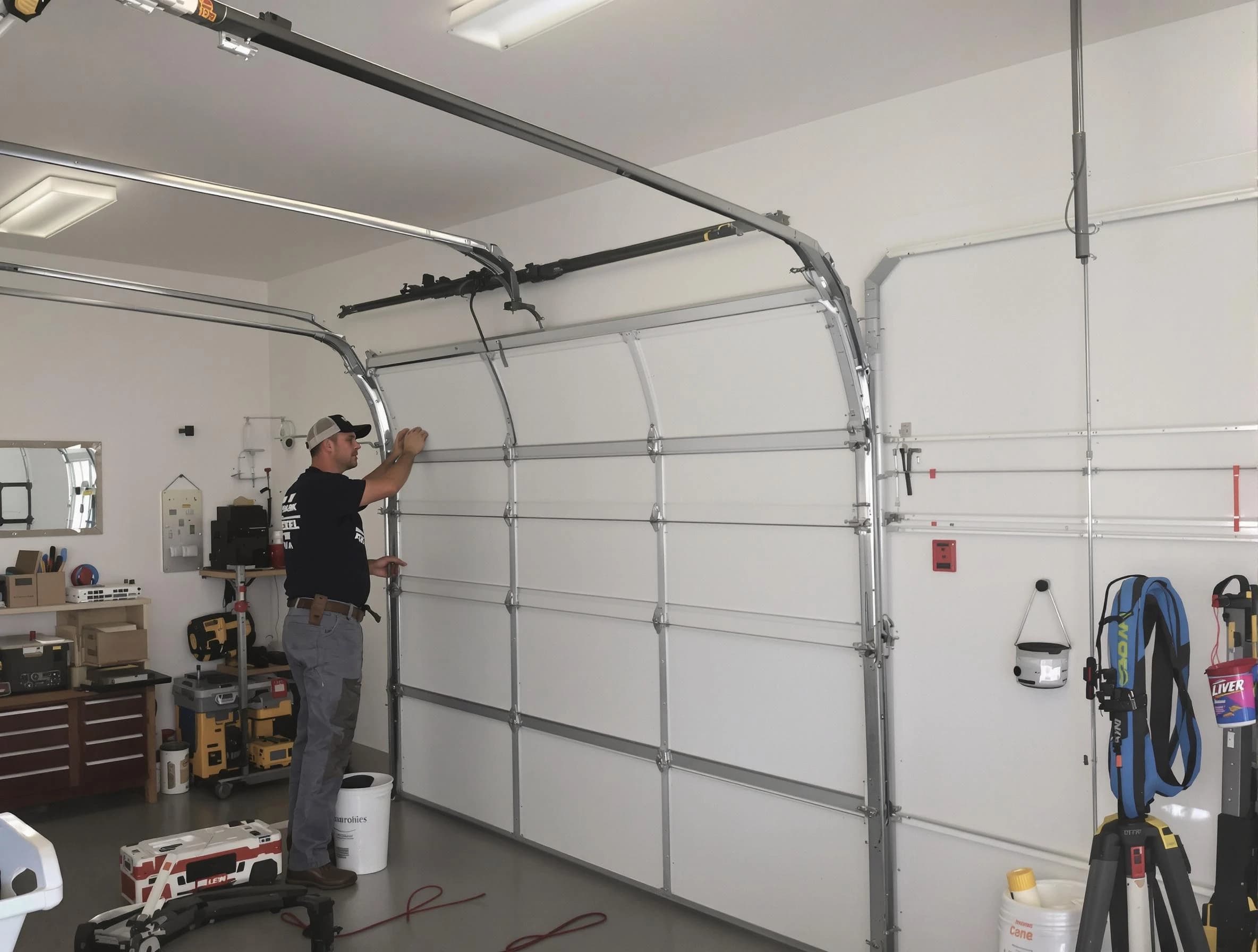 Roswell Garage Door Repair team installing new garage door in Roswell