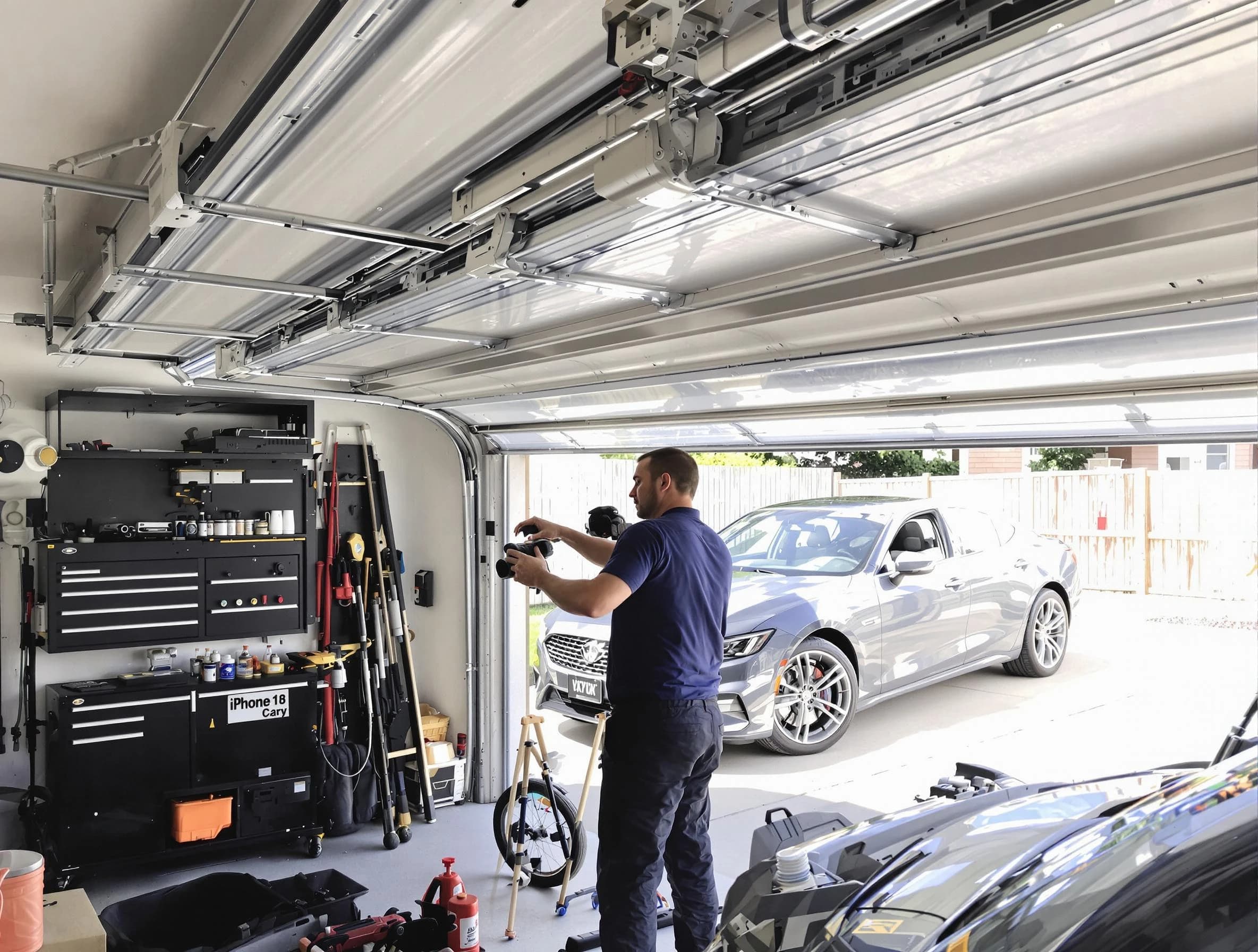 Roswell Garage Door Repair technician fixing noisy garage door in Roswell