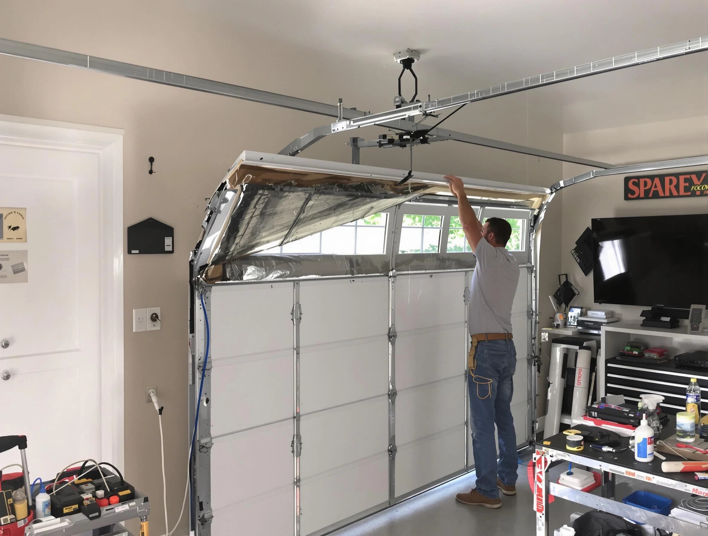 Garage door section replacement by Roswell Garage Door Repair in Roswell