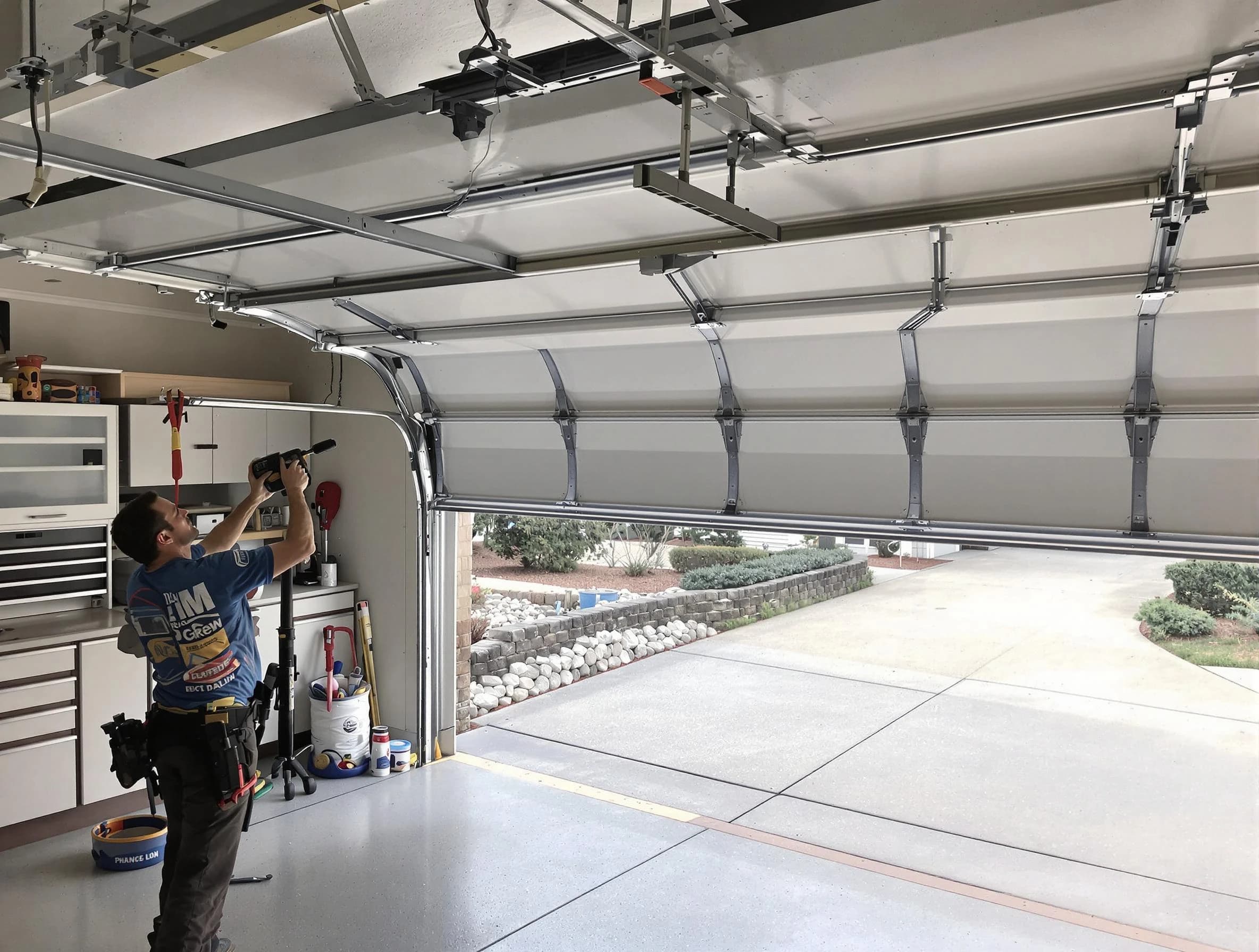 Garage door track repair service by Roswell Garage Door Repair in Roswell