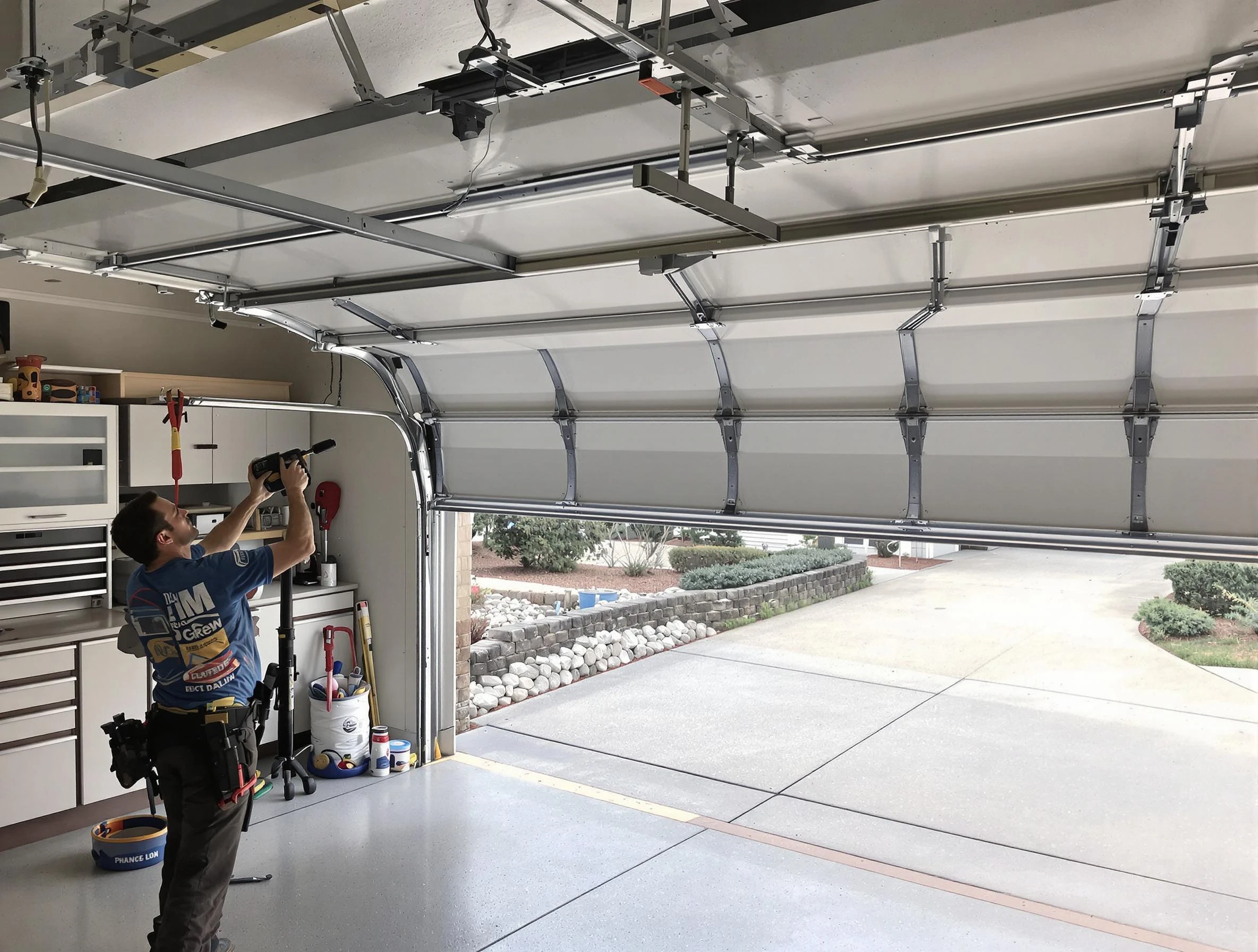 Garage door track repair service by Roswell Garage Door Repair in Roswell